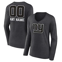Women's Charcoal New York Giants Personalized Name & Number Monochrome V-neck T-Shirt