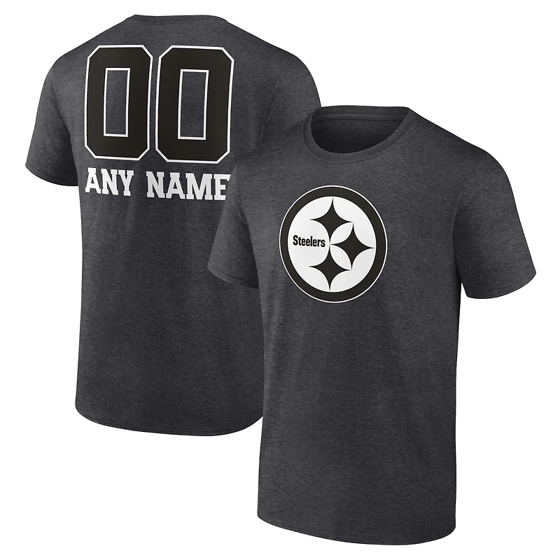 Men's Charcoal Pittsburgh Steelers Personalized Name & Number Monochrome T-Shirt