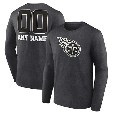 Men's Charcoal Tennessee Titans Personalized Name & Number Monochrome Long Sleeve T-Shirt