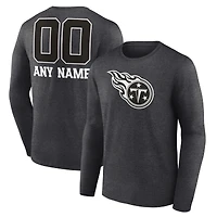 Men's Charcoal Tennessee Titans Personalized Name & Number Monochrome Long Sleeve T-Shirt