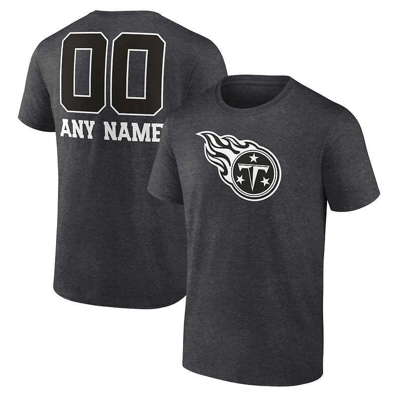 Men's Charcoal Tennessee Titans Personalized Name & Number Monochrome T-Shirt