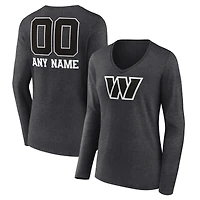 Women's Charcoal Washington Commanders Personalized Name & Number Monochrome V-neck T-Shirt