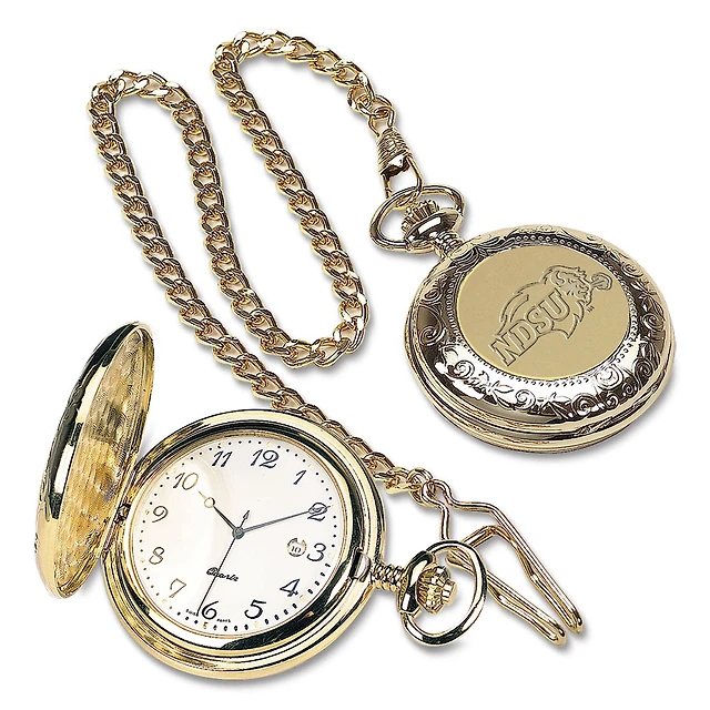 Gold NDSU Bison Pocket Watch