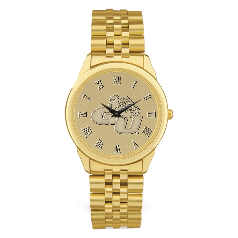 Men's Gold Gonzaga Bulldogs Medallion Rolled Link Bracelet Wristwatch