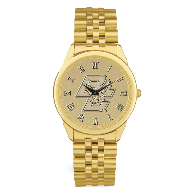Men's Gold Boston College Eagles Medallion Rolled Link Bracelet Wristwatch