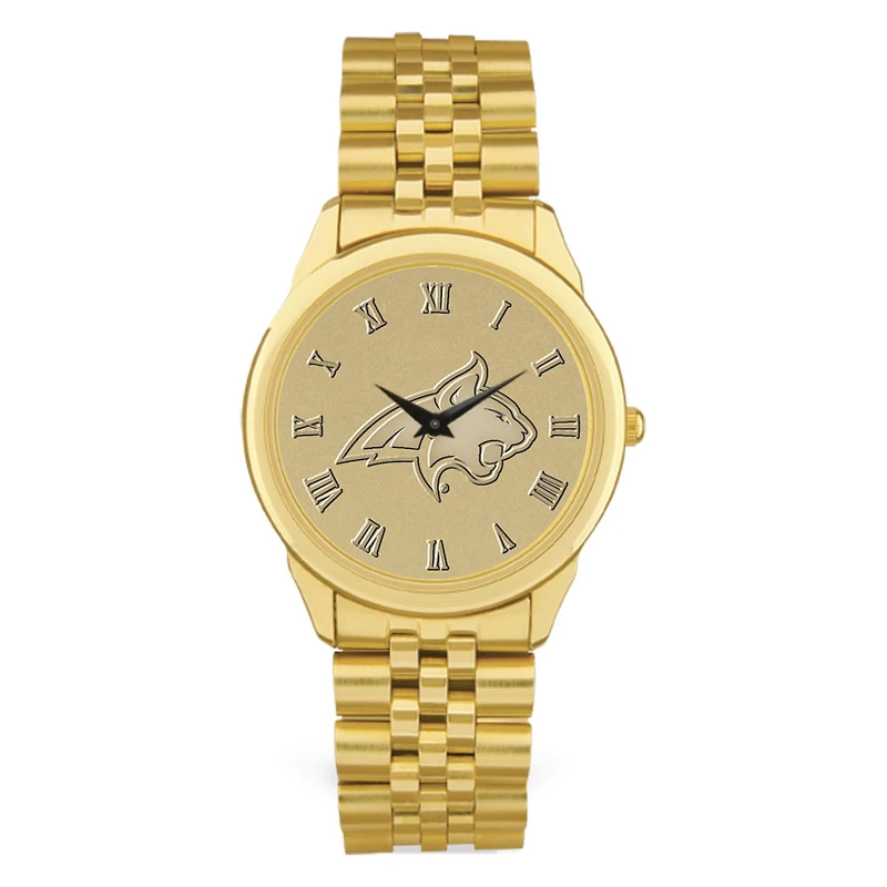 Men's Gold Montana State Bobcats Medallion Rolled Link Bracelet Wristwatch