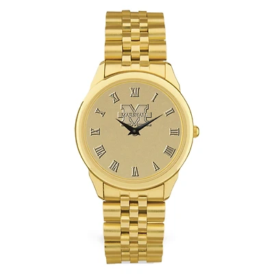 Men's Gold Marshall Thundering Herd Medallion Rolled Link Bracelet Wristwatch