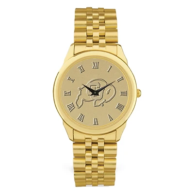 Men's Gold Colorado Buffaloes Medallion Rolled Link Bracelet Wristwatch