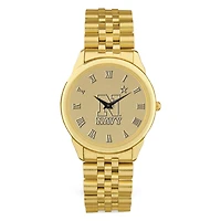 Men's Gold Navy Midshipmen Medallion Rolled Link Bracelet Wristwatch