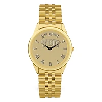 Men's Gold TCU Horned Frogs Medallion Rolled Link Bracelet Wristwatch