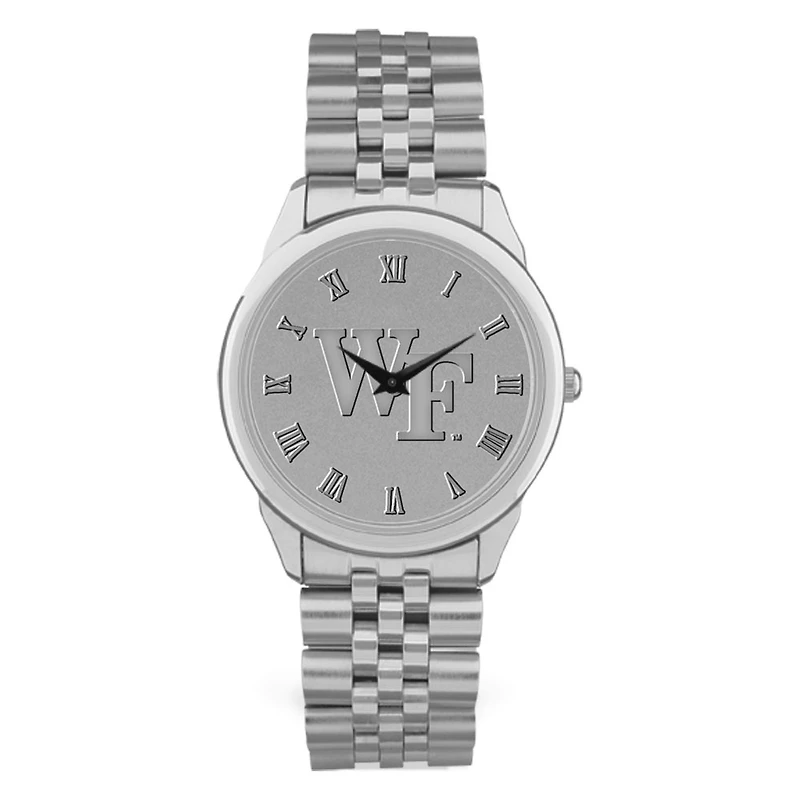 Men's Silver Wake Forest Demon Deacons Medallion Rolled Link Bracelet Wristwatch