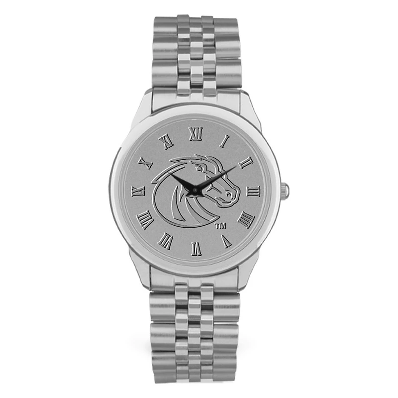 Men's Silver Boise State Broncos Medallion Rolled Link Bracelet Wristwatch