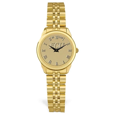Women's Jardine ECU Pirates Gold Medallion Rolled Link Bracelet Wristwatch