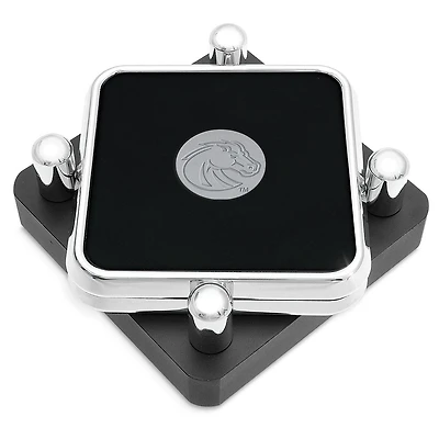 Silver Boise State Broncos Two-Piece Square Coaster Set in Presentation Stand