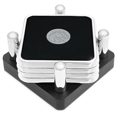 Silver Boise State Broncos Four-Piece Coaster Set in Presentation Stand