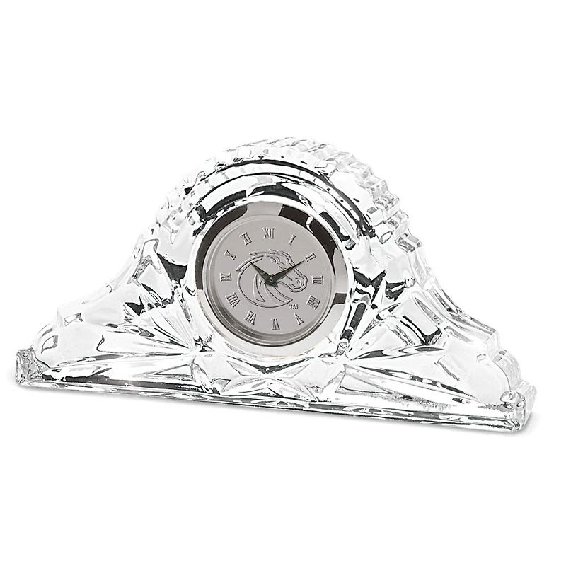 Silver Boise State Broncos Crystal Clock