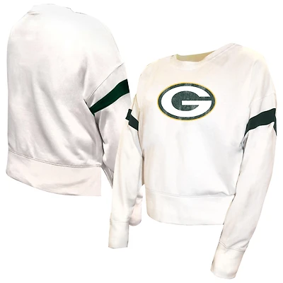 Women's Fanatics  White Green Bay Packers Plus Size Fleece Pullover Sweatshirt