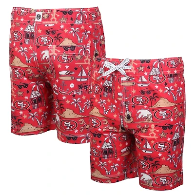 Youth Wes & Willy  Scarlet San Francisco 49ers Luau Swim Trunks