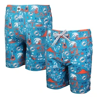 Youth Wes & Willy  Aqua Miami Dolphins Luau Swim Trunks
