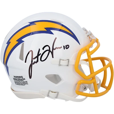 Justin Herbert Los Angeles Chargers Autographed White/Royal Color Rush Riddell Speed Mini Helmet - Signed in Black