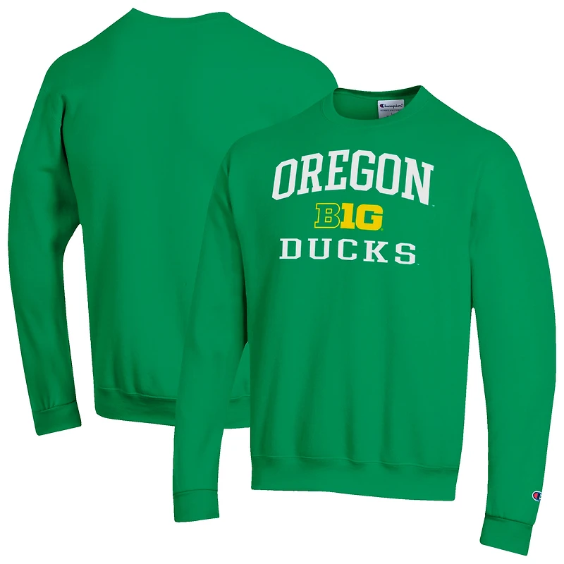 Men's Champion Green Oregon Ducks Big Ten Powerblend Pullover Sweatshirt