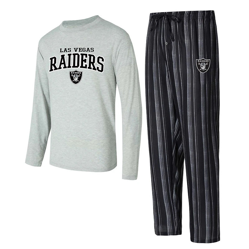 Men's Concepts Sport Las Vegas Raiders Petition Long Sleeve Top & Pants Sleep Set