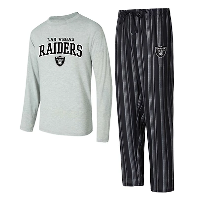 Men's Concepts Sport Las Vegas Raiders Petition Long Sleeve Top & Pants Sleep Set