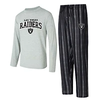 Men's Concepts Sport Las Vegas Raiders Petition Long Sleeve Top & Pants Sleep Set