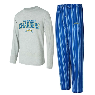 Men's Concepts Sport Los Angeles Chargers Petition Long Sleeve Top & Pants Sleep Set