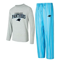 Men's Concepts Sport Carolina Panthers Petition Long Sleeve Top & Pants Sleep Set