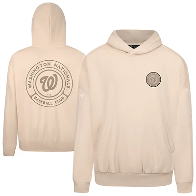 Men's Levelwear Khaki Washington Nationals Contact Oversized Pullover Hoodie