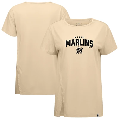 Women's Levelwear Khaki Miami Marlins Influx Team Arch T-Shirt