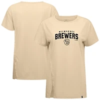 Women's Levelwear Khaki Milwaukee Brewers Influx Team Arch T-Shirt