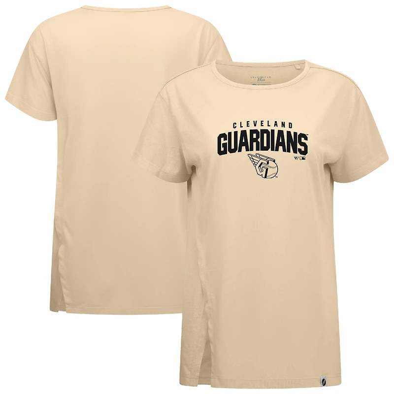 Women's Levelwear Khaki Cleveland Guardians Influx Team Arch T-Shirt