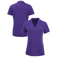 Women's Cutter & Buck Heather Purple Minnesota Vikings Forge Stretch Blade DryTec V-Neck Polo