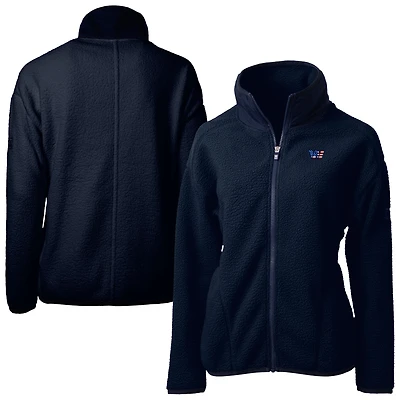 Women's Cutter & Buck Navy Washington Commanders Americana Cascade Eco Sherpa Fleece Full-Zip Jacket