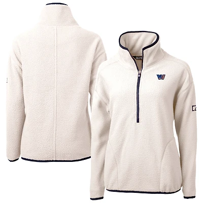 Women's Cutter & Buck Oatmeal Washington Commanders Americana Cascade Eco Sherpa Fleece Half-Zip Jacket
