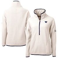 Women's Cutter & Buck Oatmeal Washington Commanders Americana Cascade Eco Sherpa Fleece Half-Zip Jacket