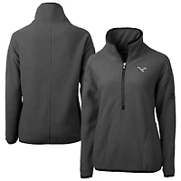 Women's Cutter & Buck Charcoal Philadelphia Eagles Historic Cascade Eco Sherpa Fleece Half-Zip Jacket