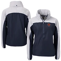 Women's Cutter & Buck Navy Chicago Bears  Charter Eco Recycled Half-Zip Hooded Anorak Jacket