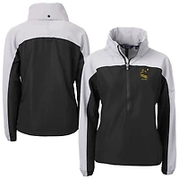 Women's Cutter & Buck Black Pittsburgh Steelers  Charter Eco Recycled Half-Zip Hooded Anorak Jacket