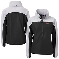 Women's Cutter & Buck Black San Francisco 49ers  Charter Eco Recycled Half-Zip Hooded Anorak Jacket