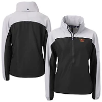 Women's Cutter & Buck Black Washington Commanders  Charter Eco Recycled Half-Zip Hooded Anorak Jacket