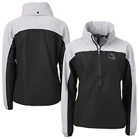 Women's Cutter & Buck Black Baltimore Ravens  Charter Eco Recycled Half-Zip Hooded Anorak Jacket