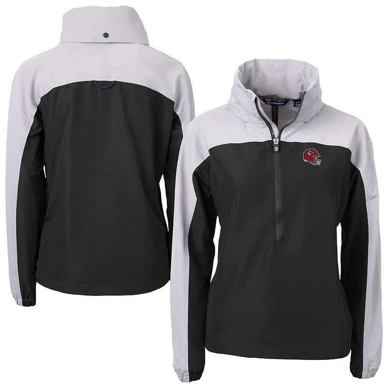 Women's Cutter & Buck Black Kansas City Chiefs Charter Eco Recycled Half-Zip Hooded Anorak Jacket
