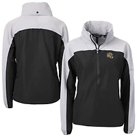 Women's Cutter & Buck Black San Francisco 49ers  Charter Eco Recycled Half-Zip Hooded Anorak Jacket