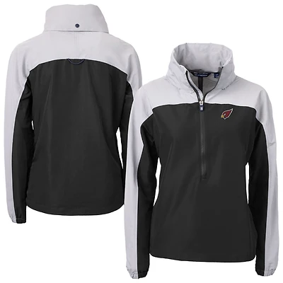 Women's Cutter & Buck Black Arizona Cardinals Charter Eco Recycled Half-Zip Hooded Anorak Jacket