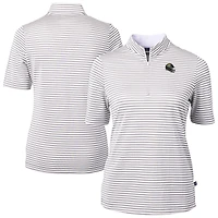 Women's Cutter & Buck Gray Jacksonville Jaguars Virtue Eco Pique Stripe Recycled Quarter-Zip Top