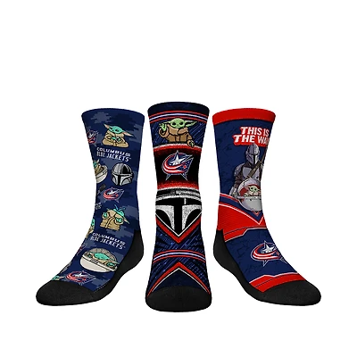 Youth Rock Em Socks Columbus Blue Jackets The Mandalorian 3-Pack Crew Socks