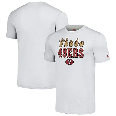 Unisex Homage Ash San Francisco 49ers The NFL ASL Collection by Love Sign American Sign Language T-Shirt